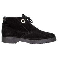 Burberry Botas de ante negro con forro de cuadros Nova Talla IT 39