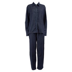 Paige Navy Denim Jeans & Shirt Set Size M