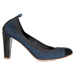Chanel Blue Denim Pumps con tacco alto taglia IT 38