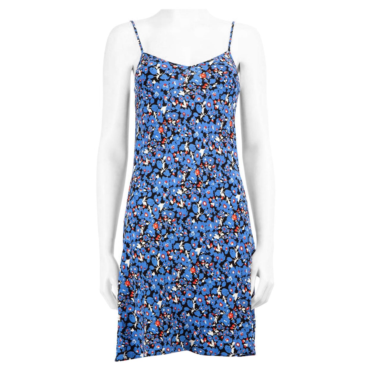 Maje Blue Floral Print Mini Dress Size S For Sale