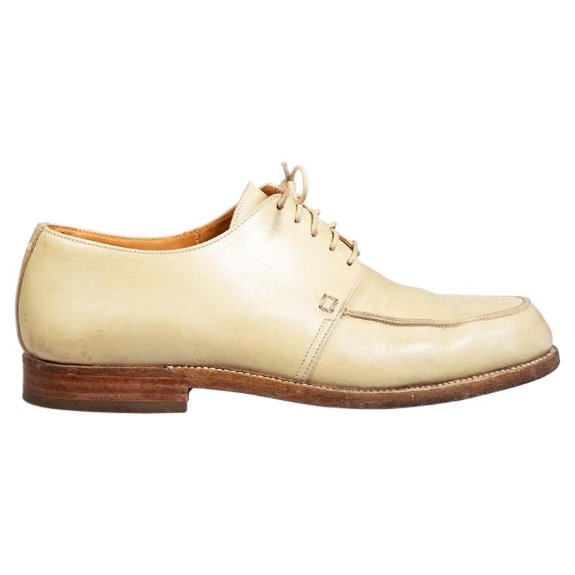 Jil Sander Ecru Leather Oxfords Size IT 37.5 For Sale