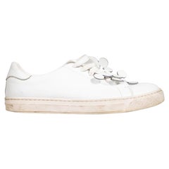 Anya Hindmarch White Leather Laser Cut-Out Pattern Trainers Size IT 36
