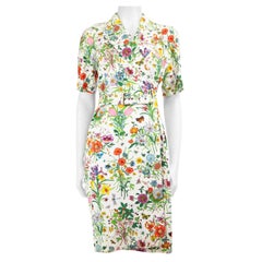 Gucci Vintage 80er Jahre Wickelkleid mit Blumenmuster Größe S