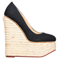 Charlotte Olympia Black Espadrille Wedges Size IT 35