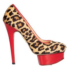 Charlotte Olympia Leopard Ponyhair Platform Pumps Size IT 35.5