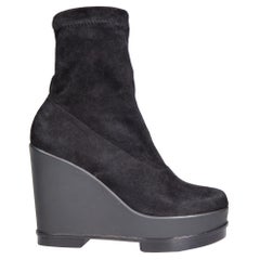 Clergerie Nero Piattaforma in pelle scamosciata Stivali con zeppa taglia US 7