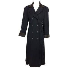 Vintage Zelda Military inspired double breasted black 100% cashmere coat 1980s