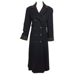 Vintage Zelda Military inspired double breasted black 100% cashmere coat 1980s 12