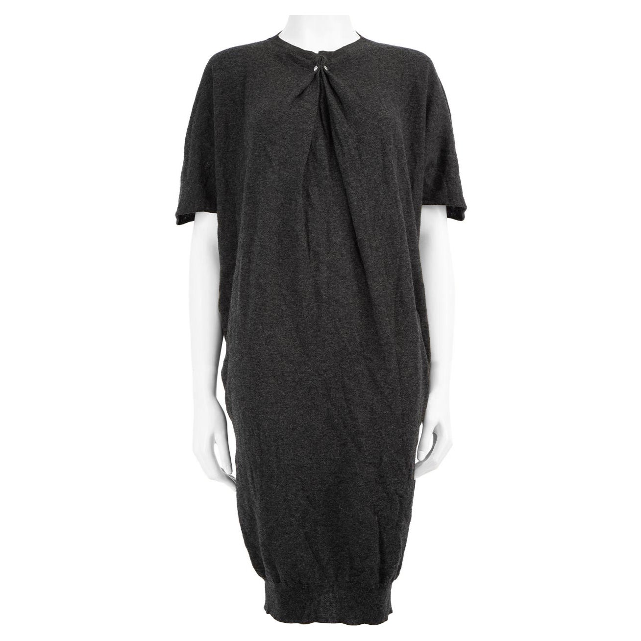 Lanvin Grey Wool Knee Length Knit Dress Size XS For Sale