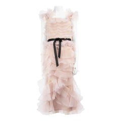Marchesa Purple Ruffled Midi Dress Size XL