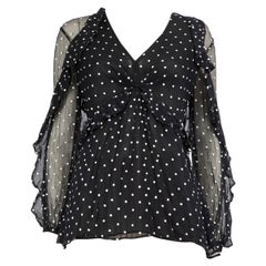 Zimmermann Black Silk Embroidered Polkadot Blouse Size M