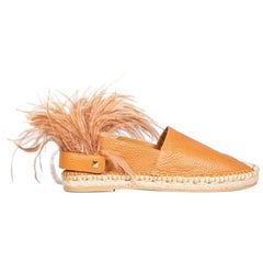 Valentino Garavani Brown Leder Flache Espadrilles Größe IT 36