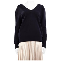 Victoria Beckham Navy Wool V-Neck Jumper Size S