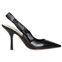 Dior Black Leather Studded Slingback Pumps Size IT 40.5