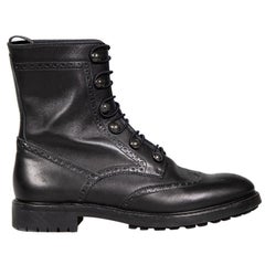 Dior Black Leather Diorunit Combat Boots Size IT 41