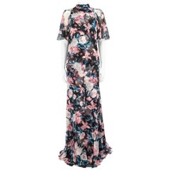 Erdem Floral Print Silk Top & Skirt Co-ord Size M