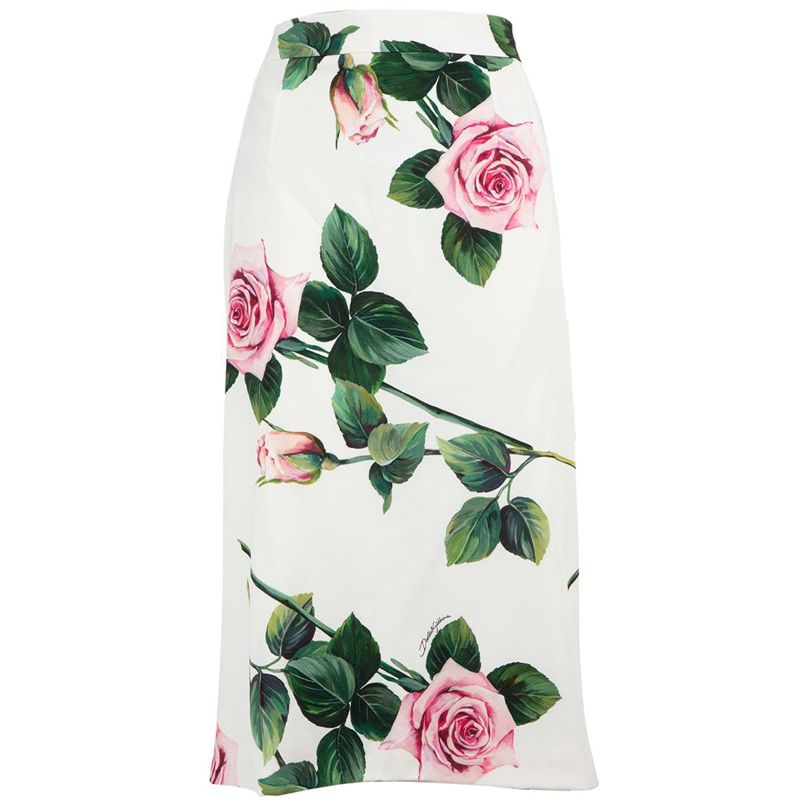 Dolce and Gabbana Floral Pattern Midi Skirt Size 4XL For Sale at 1stDibs