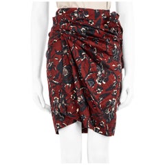 Isabel Marant Isabel Marant √âtoile Burgundy Floral Wrap Mini Rock Größe M