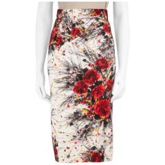 Prada Floral Pattern Midi Knit Skirt Size S