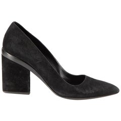 Hermès Black Suede Pointed Toe Block Pumps Size IT 40