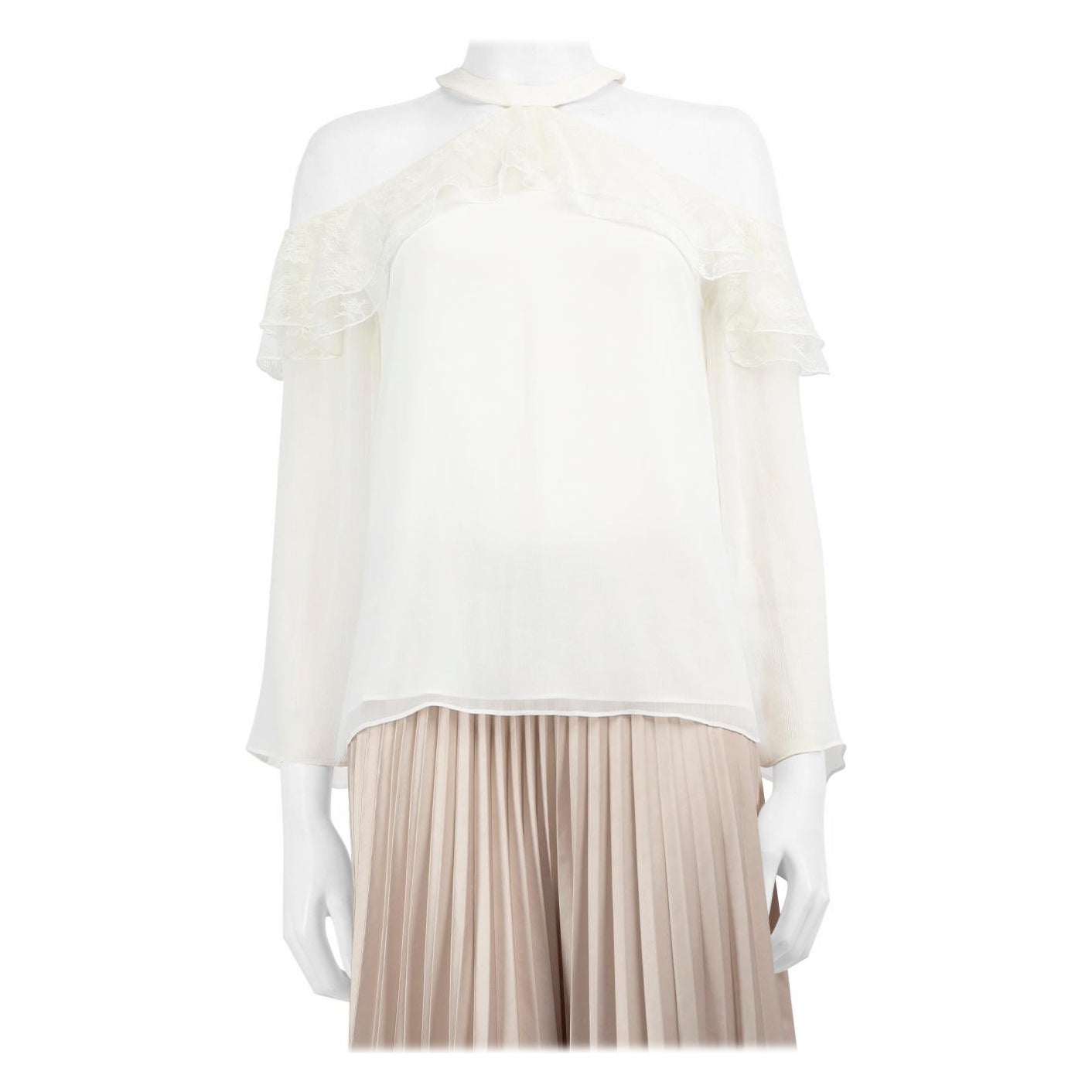 Alice + Olivia White Shoulder Cut Out Top Size M For Sale
