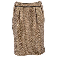 Saint Laurent Goldfarbener Tweed-Rock Größe M