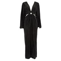 Ronny Kobo Black Pleated Cut-Out Midi Dress Size L