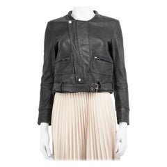 Maje Black Leather Biker Short-Length Jacket Size S