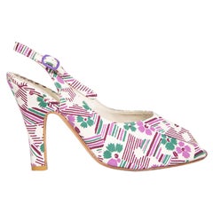 Marni Floral Print Peep-Toe Slingback Sandals Size IT 37