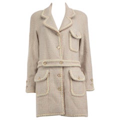 Chanel 01A Belted Tweed Coat Size L