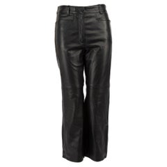 Dior Black Leather Zipped Detail Trousers Size XS