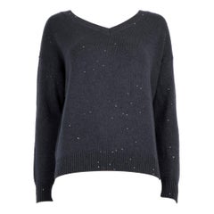 Brunello Cucinelli Navy Cashmere Sequinned Jumper Size S