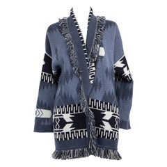 Alanui Blaue abstrakte Kaschmir-Strickjacke Größe M