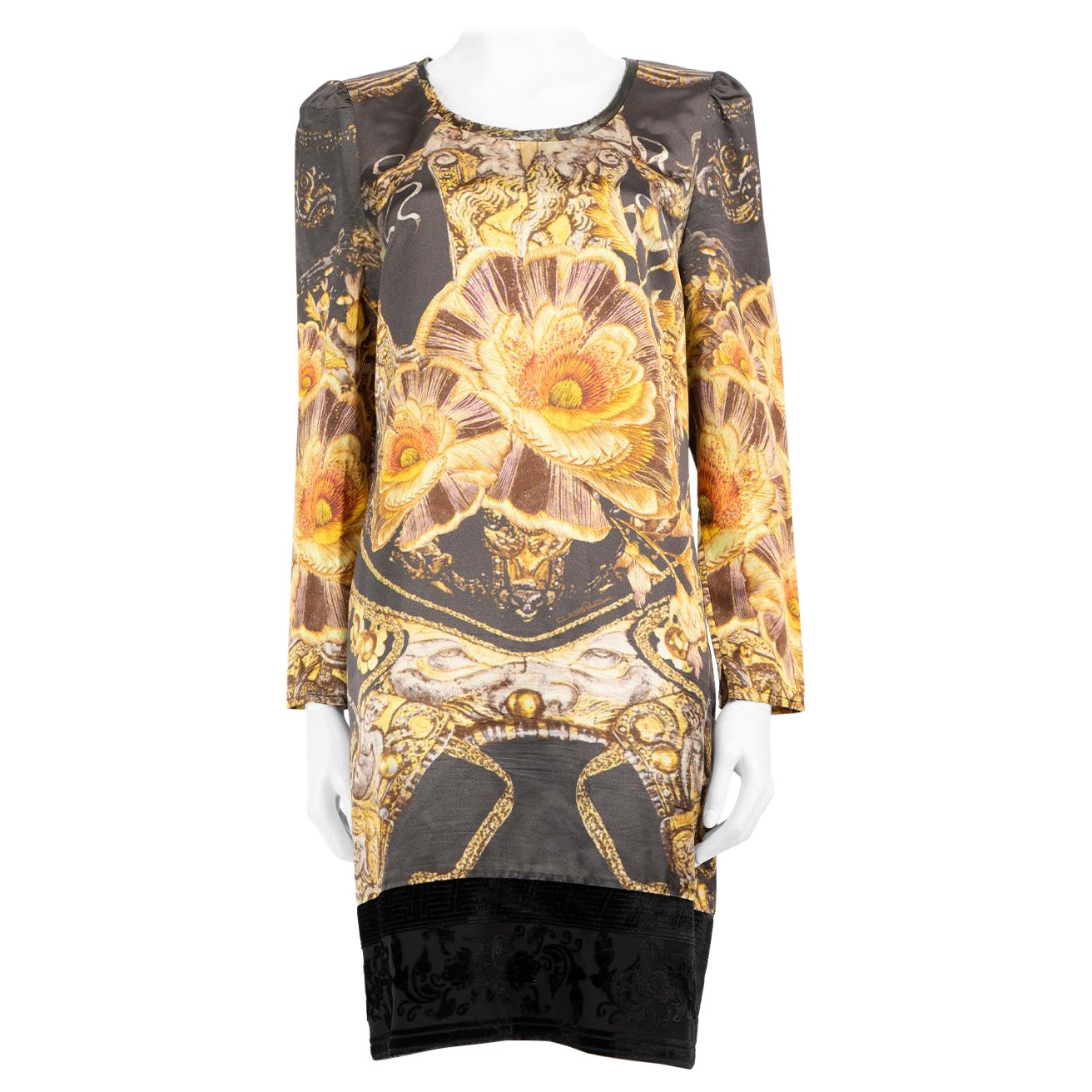 Roberto Cavalli Class Roberto Cavalli Floral Printed Knee-Length Dress Size XXL For Sale