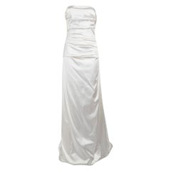 Dolce & Gabbana White Ruch Detail Maxi Gown Size M