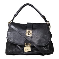 Miu Miu Black Leather Buckle Detail Shoulder Bag