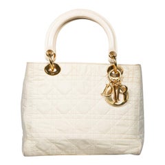 Dior 1999 Vintage Ecru Medium Lady Dior Bag