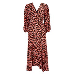 Ganni Floral Wrap Midi Dress Size M