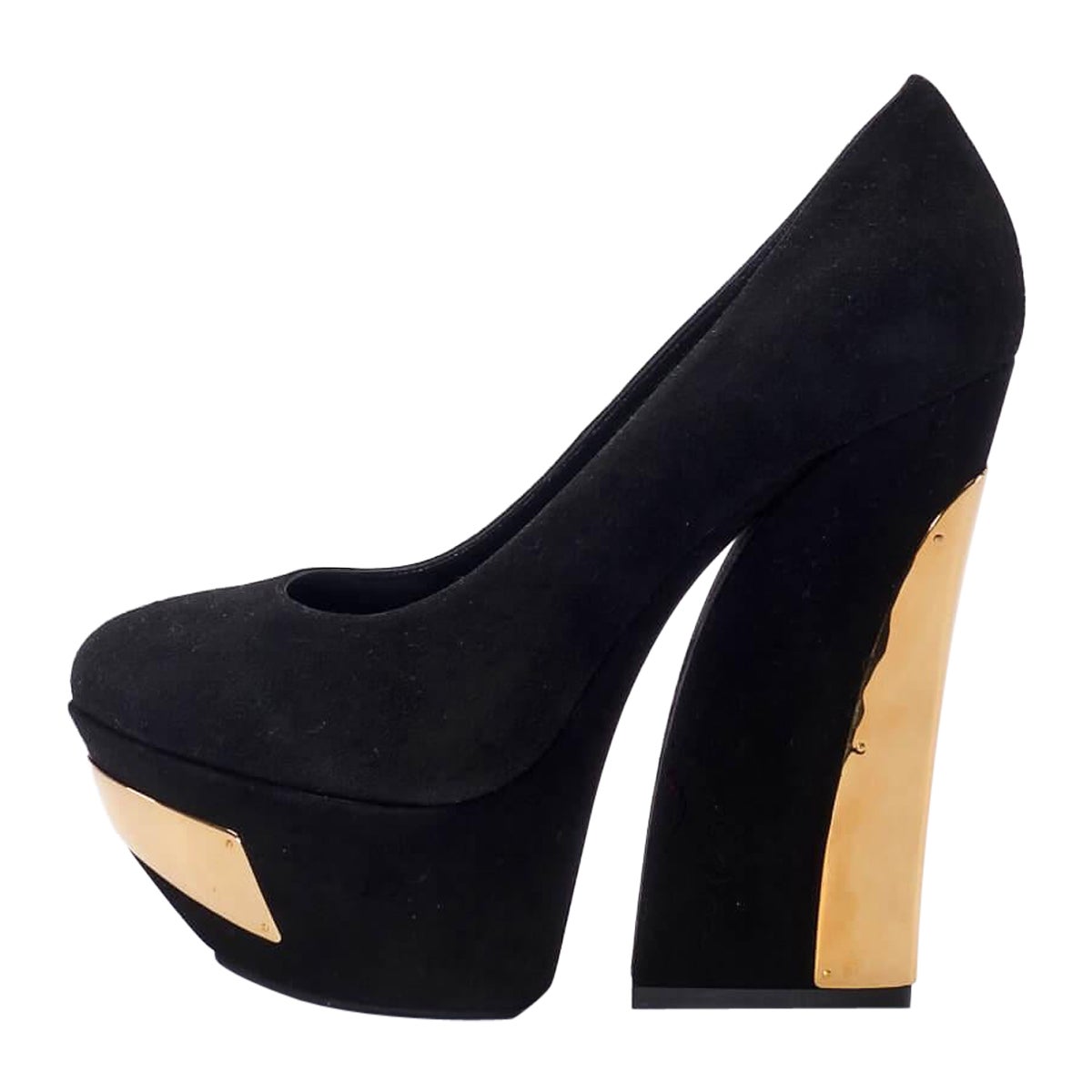 Gianmarco Lorenzi Tacones Bloque Plataforma Ante Negro Talla UK 5.5 en venta