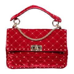 Valentino Garavani Red Velvet Rockstud Spike Bag