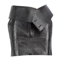 Saint Laurent Schwarz Leder Asymmetrischer Rock Größe XS