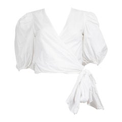 Ganni White Wrap Top Size S