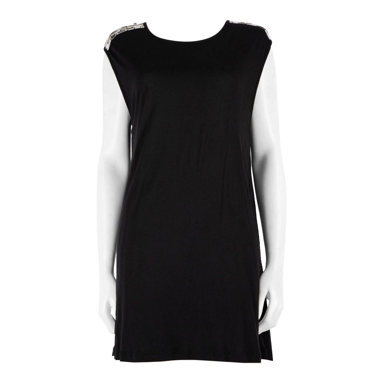 Givenchy Top nero senza maniche con cristalli impreziositi, taglia M.