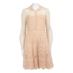 Dior Pink Sheer Lace Polkadot Dress Size M