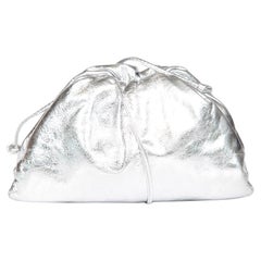 Bottega Veneta Silver Metallic Leather Mini Pouch