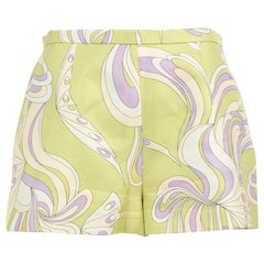 Emilio Pucci Abstrakte Seide High Rise Shorts Größe M