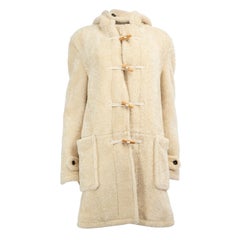 Saint Laurent Beige Shearling Mid-Length Coat Size XL
