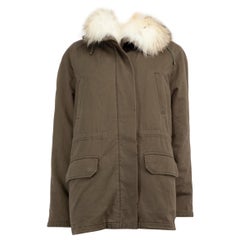 Yves Salomon ARMY Yves Salomon Khaki Fuchspelz gefütterter Parka-Mantel Größe M
