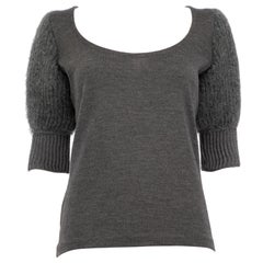 Pull à manches ballon en laine gris Miu Miu Taille S