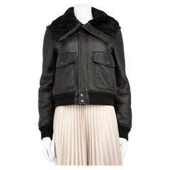 Saint Laurent Black Shearling Leather Biker Jacket Size M